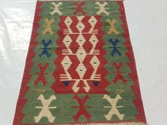 Vintage Handmade Turkish Tribal Wool Kilim Rug Carpet 116×90 cm