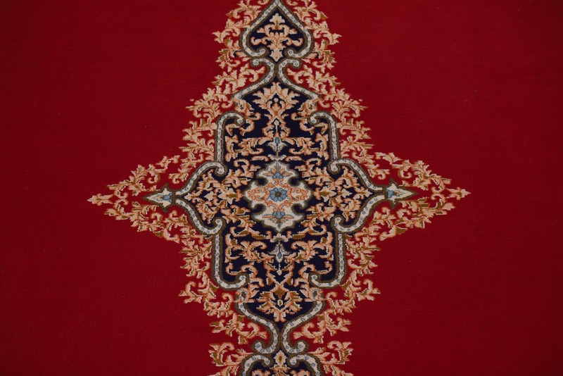Vegetable Dye Medallion Palace Size Rug 12x16 Red Wool Hand-made Classic Carpet gallery