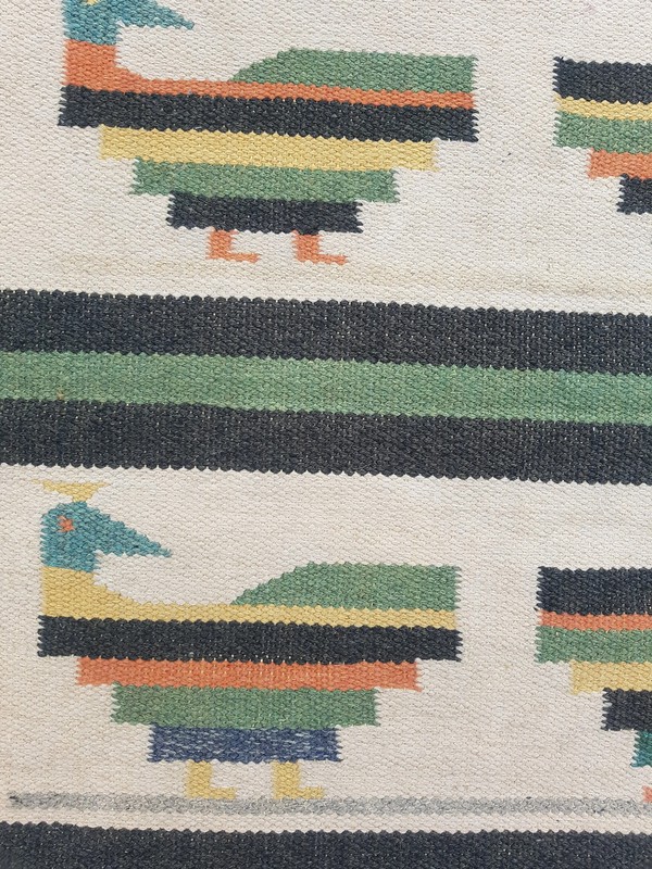 Vintage Traditional Handmade Scandinavian Style Wool Multicolor Kilim 4.5x2.7 ft gallery