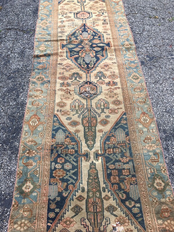 Antique Oriental Rug - 3x16 handmade - wool gallery