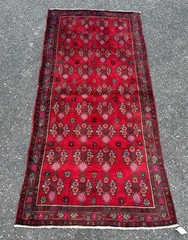 Antique Persiann Baluchh Hand Knotted Wool Runner Rug 112×52 Tribal Red