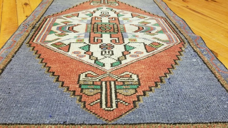 Stunning Antique 1940-1950's Wool Pile Natural Dye Tribal Rug 1'9'' x 2'10'' gallery