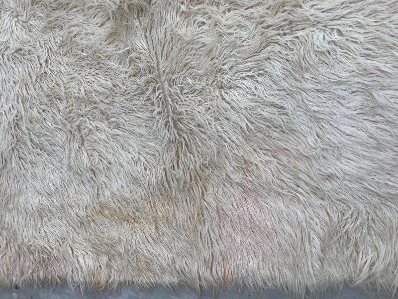 Vintage Handmade Scandinavian Minimalist Style Wool Rya Shag Rug 230x194 cm gallery