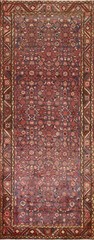 Vintage Geometric Traditional Mahal 10 ft. Runner Rug Wool Hand-knotted 4×10