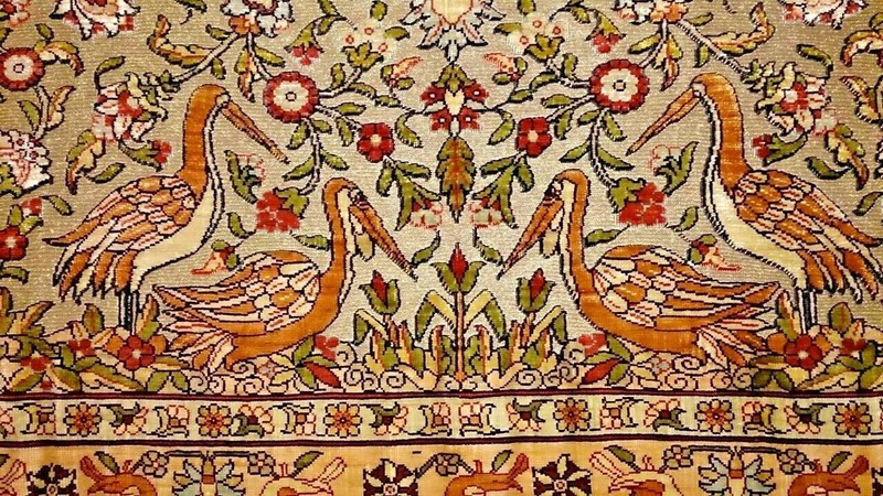 ULTRA HIGH COLLECTIBLE UZBEK HEREKE' RARE SILK RUG WEAVED W/ 24K GOLD THREADS gallery