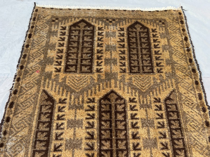 Vintage Afghan Baluchi Rug 2'7x4'5 Ft Hand Knotted Wool Tribal Rare Accent Rug gallery
