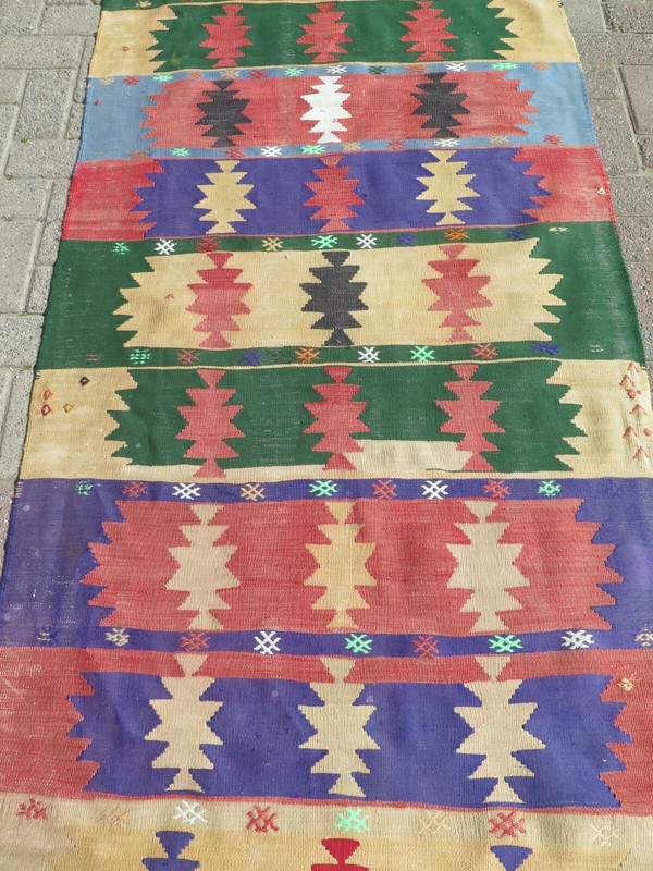 Turkish Kilim Runner, Sivas Carpet Runner, Long Wide Corridor Wool Rug 39"X105" gallery