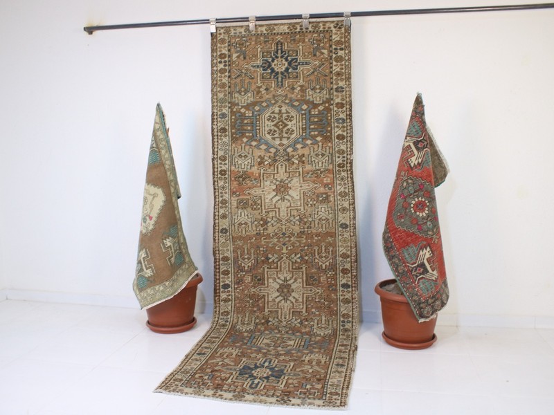 3x9 Ft Vintage Hand-Knotted Red Runner Rug 2'7" x 8'7" Handmade Wool Hallway Rug gallery