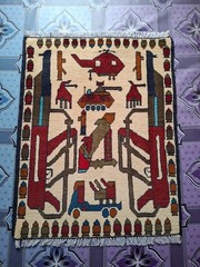 M110 Vintage Afghan War Rug 9/11 Handmade Wool Pictorial Tribal Rug 81 ×64 Cm