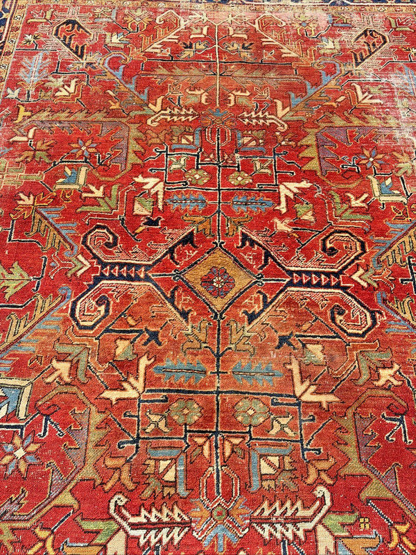 Auth: 19th C Antique Serapi Heriz Rug Dramatic Organic Red & Blue 8X11 NR gallery