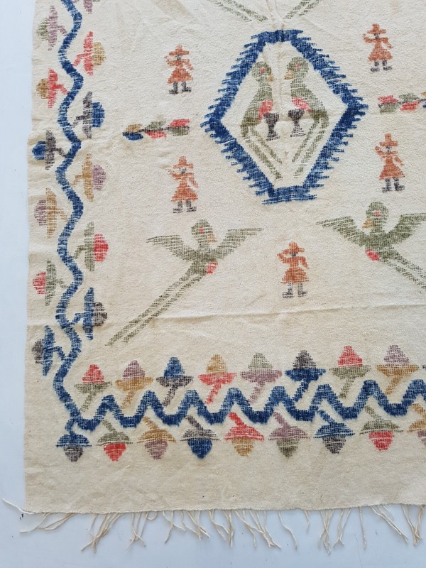 Vintage Handmade Traditional Beautiful Afghani Kilim Floor Rug Carpet 197x143 cm gallery