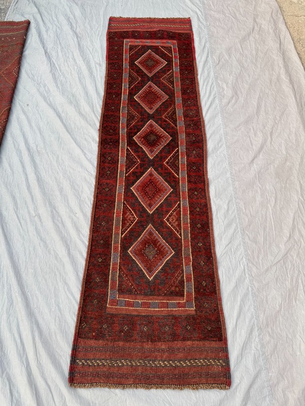 2x8 Vintage Afghan Baluchi Mishwani Runner Rug – Red Handwoven Wool entryway Rug gallery