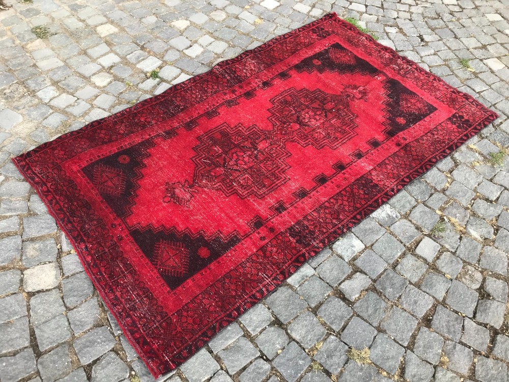 Bohemian Area Rug Handmade Wool Rug Turkish Vintage Traditional Rug 3,8 x 6,6 ft