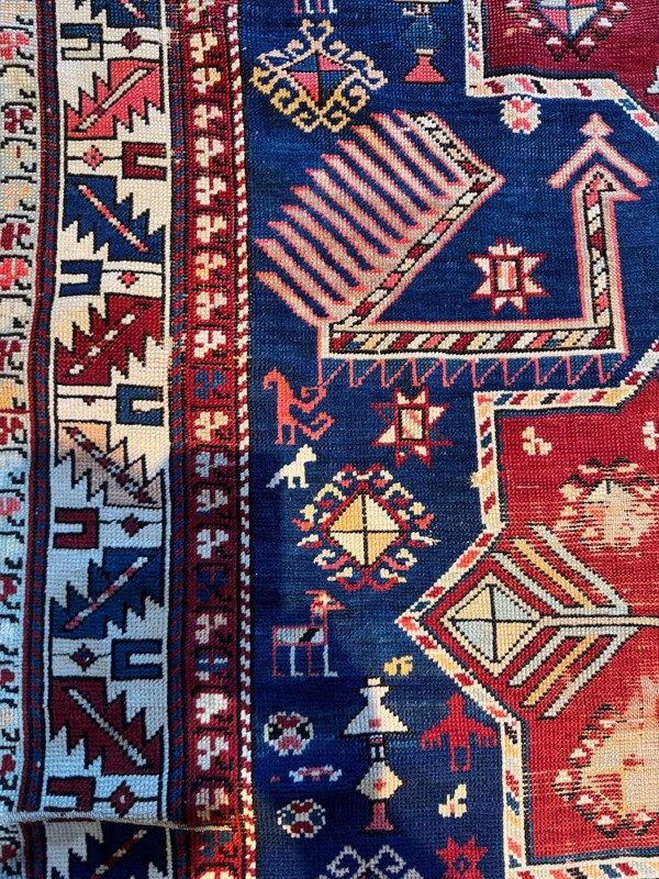 Charming Antique Caucasian Kazak Wonderful Collectors Grade Piece C.1900 7’4x4’1 gallery
