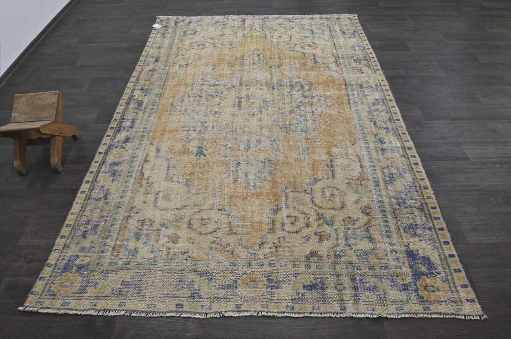 Oushak Turkish Vintage Rug 6x8 Kilim Rug Anatolian Handmade Boho Decor ORANGE