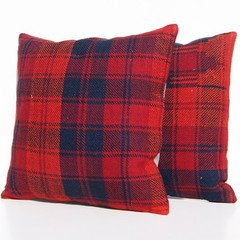 Soft Kurdish Cushion Set (2 Pieces, 45×45 cm) 18″x18″ Red and Blue Plaid Cushion