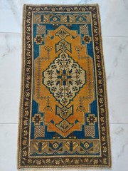 19th Century Blue Antique Carpet, Handmade Special Production Rug Free Ship Rug