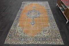 Oushak 5×9,Turkish Rug,vintage,anatolian,ORANGE,kilim,Bohemian,handmade,wool