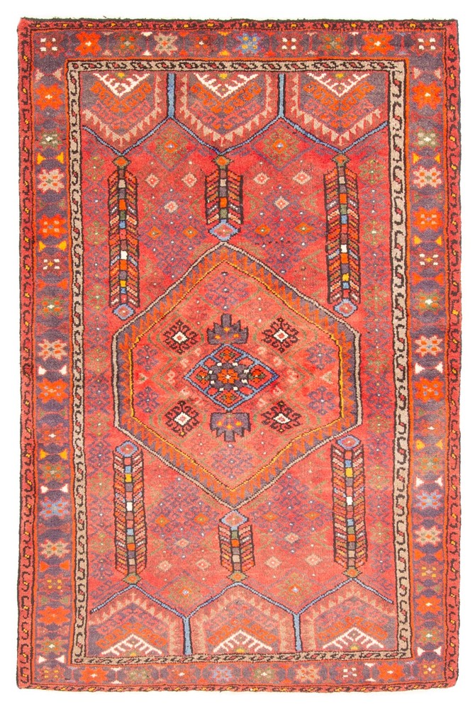 Vintage Hand-Knotted Area Rug 4'3" x 6'5" Traditional Wool Carpet