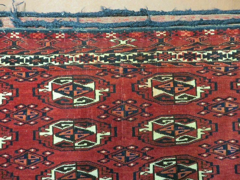 2.5' X 4' Antique Handmade Yamud Turkoman Tribal Wool Rug Bag Elephant Foot Nice gallery