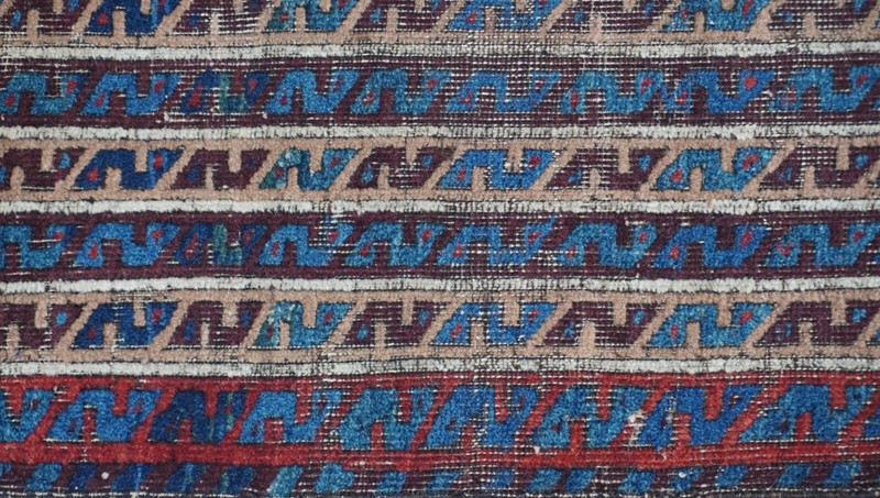 ANTIQUE BALUCHH STRIPPED HAND KNOTTED 3' x 5'5" WOOL TRIBAL ORIENTAL RUG gallery