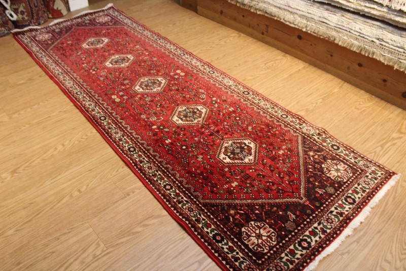 10FT. LONG HALL RUNNER RED BACKGROUND Handmade Bidjar rug Sheraz Design 3'4"x10' gallery
