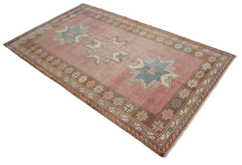 4x8 Rug Handmade Area Rug Low Pile Turkish Tribal Wool Rug Ethnic Rug 4′4″x7′7″ gallery