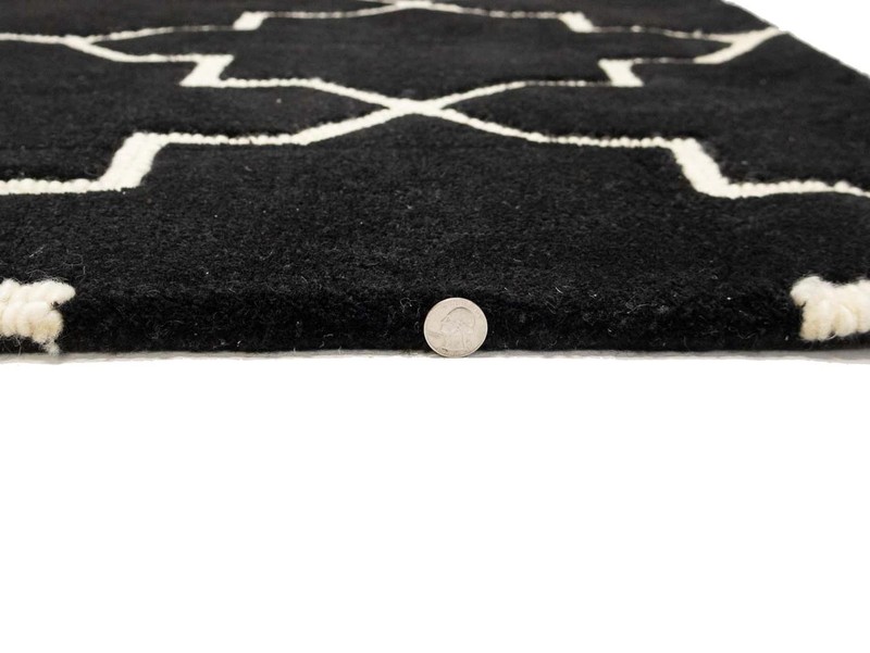 Foyer Black Hand-Tufted Rug 8X11 Trellis Modern Home Decor Plush Carpet gallery