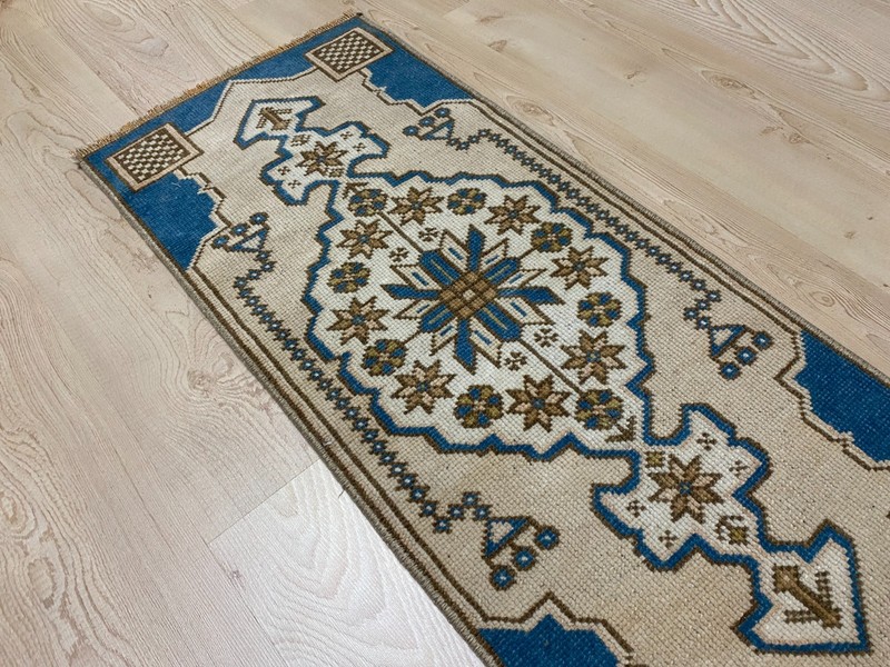 1.3x2.9 ft Turkish mini rug Vintage rug Small Brown rug Ethnic rug Wool rug gallery
