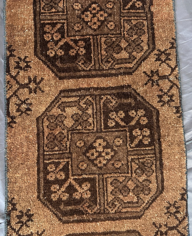 1'2 x 8'3 ft Antique Terracotta Faded Filpai Runner Rug – Vintage Hand-Knotted gallery