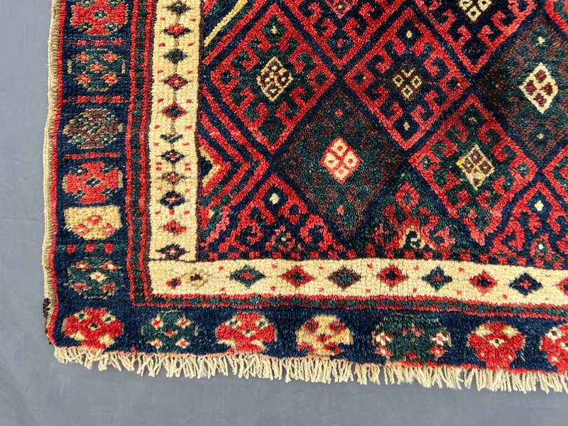 Navy Red Turkish Tribal Rug 2x2'6 Antique Style Geometric Boho Accent Area Rug gallery