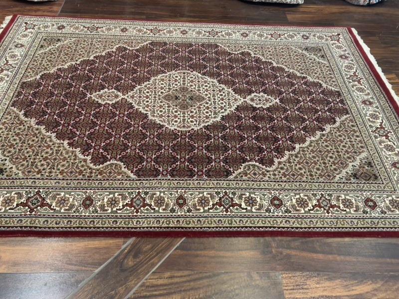 Fine Burgundy Genuine Hand Knotted Silk&wool Tabrizz Area Rug Carpet 5x7 ft,#120 gallery