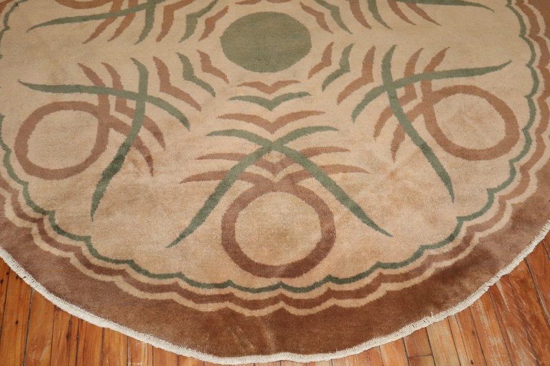 Vintage Turkish Deco Round Rug Size 6'4'' gallery