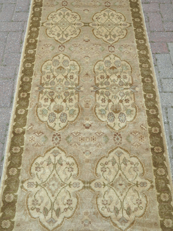 Turkish Oushak Handmade Carpet Runner Rugs, Wool Long Rug, Corridor Rug 34"X195" gallery