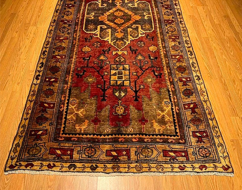 4.7x9.6 Handmade Vintage One Of A kind Village Made Natural Wool Pictorial Rug gallery