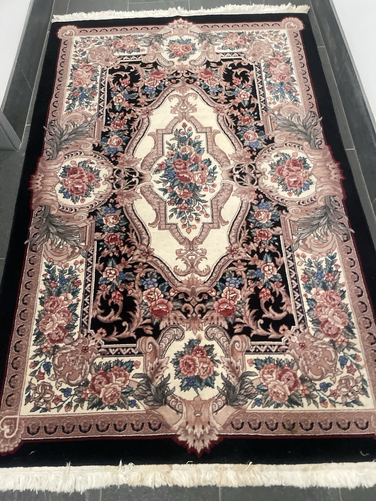 CHINESE ORIENTAL RUG WOOL HAND KNOTTED FRENCH AUBUSSON DESIGN 6' X 4' gallery