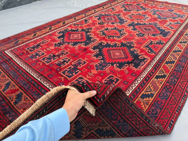 Red Antique Afghan Baluchi Rug 5x9 ft Hand Knotted Persian Style Oriental Carpet gallery