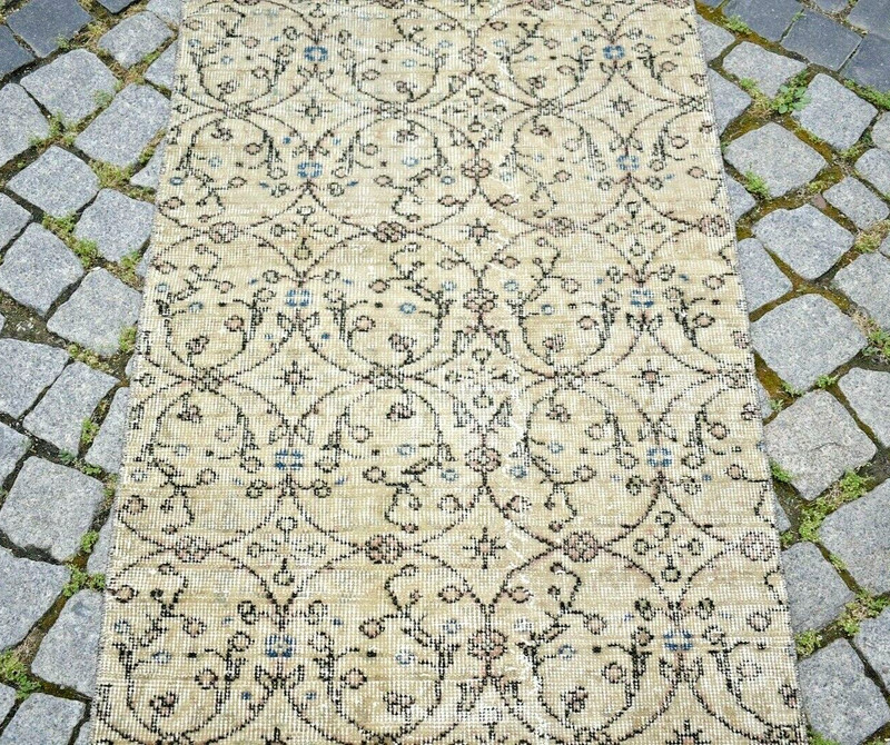 Turkish Rug 29'' x 79'' Vintage Muted Dye Rug Hand Knotted Rug Oushak Runner Rug gallery