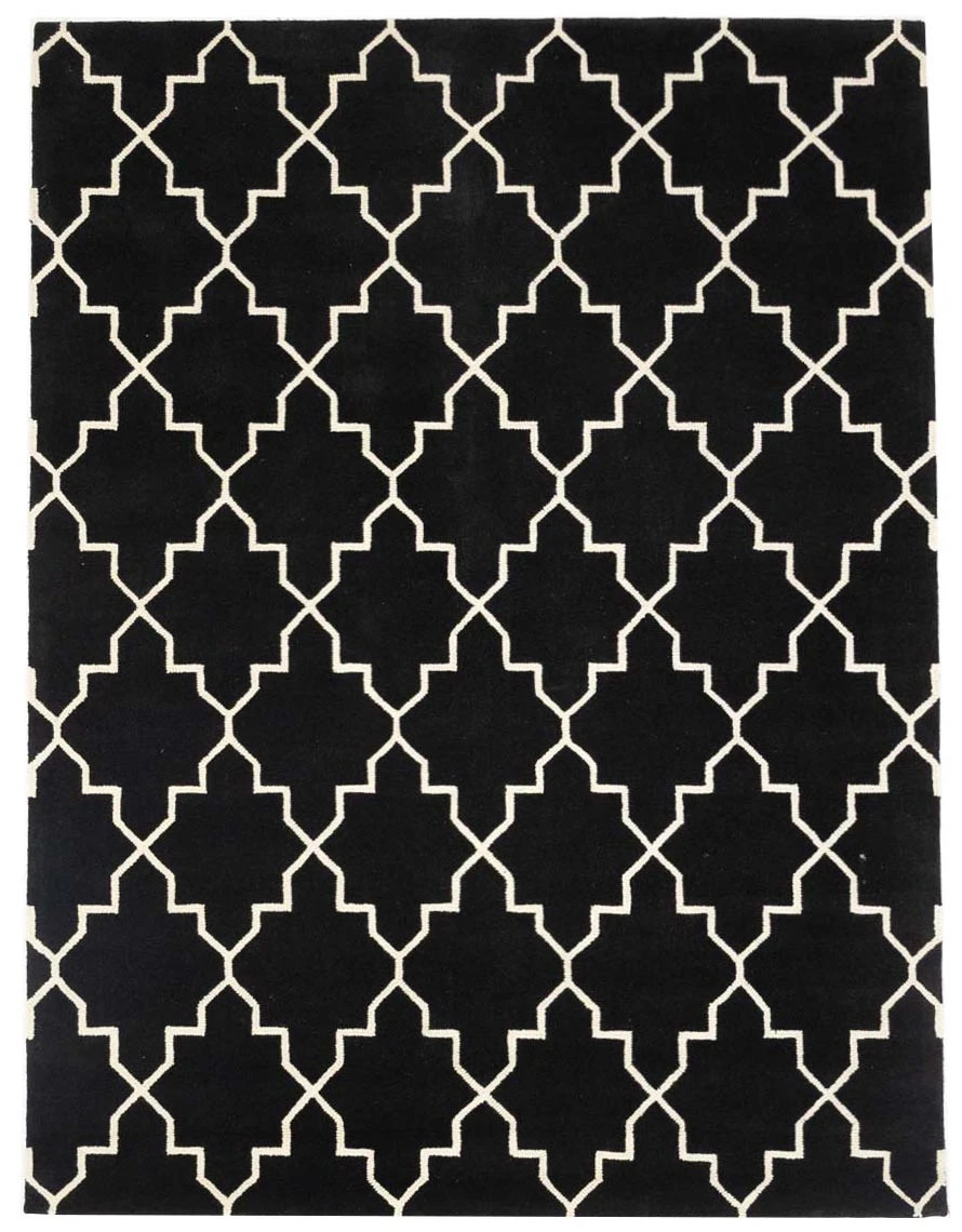 Foyer Black Hand-Tufted Rug 8X11 Trellis Modern Home Decor Plush Carpet gallery