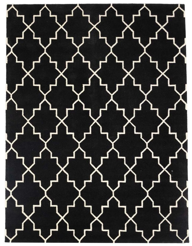 Foyer Black Hand-Tufted Rug 8X11 Trellis Modern Home Decor Plush Carpet