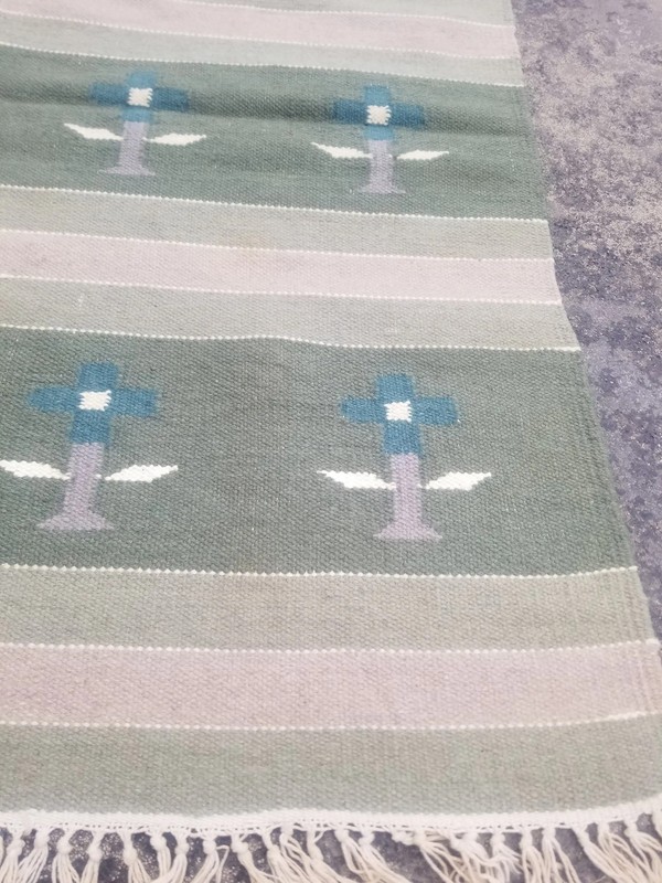 Fine Vintage Traditional Hand Made Scandinavian Wool Multicolor Kilim 123x59cm gallery