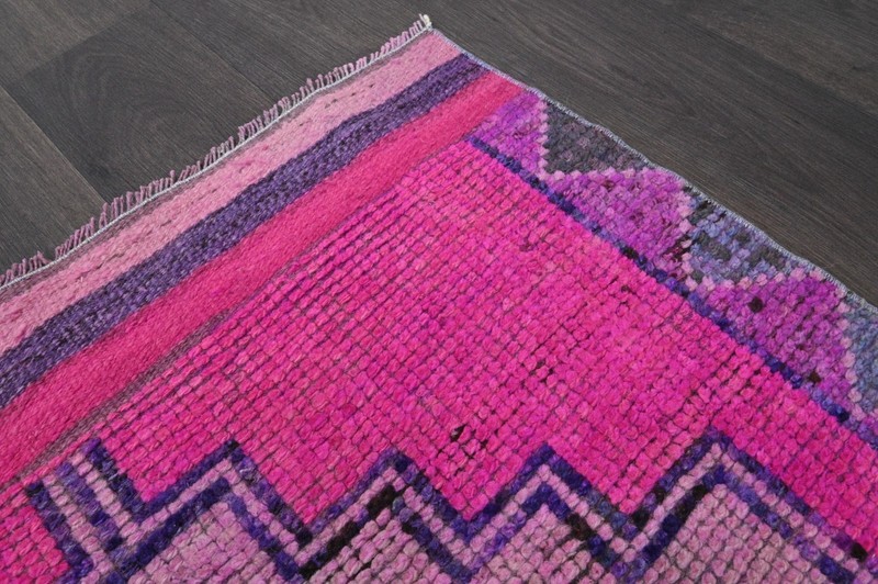 Vintage Turkish Runner Rug 3x10ft Wool Anatolian Handmade Hallway Oushak PINK gallery