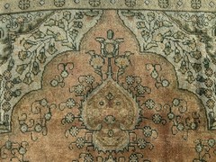 MUTED VINTAGE ORIENTAL RUG 8×12 handmade antique old rust persimmon green 8×11