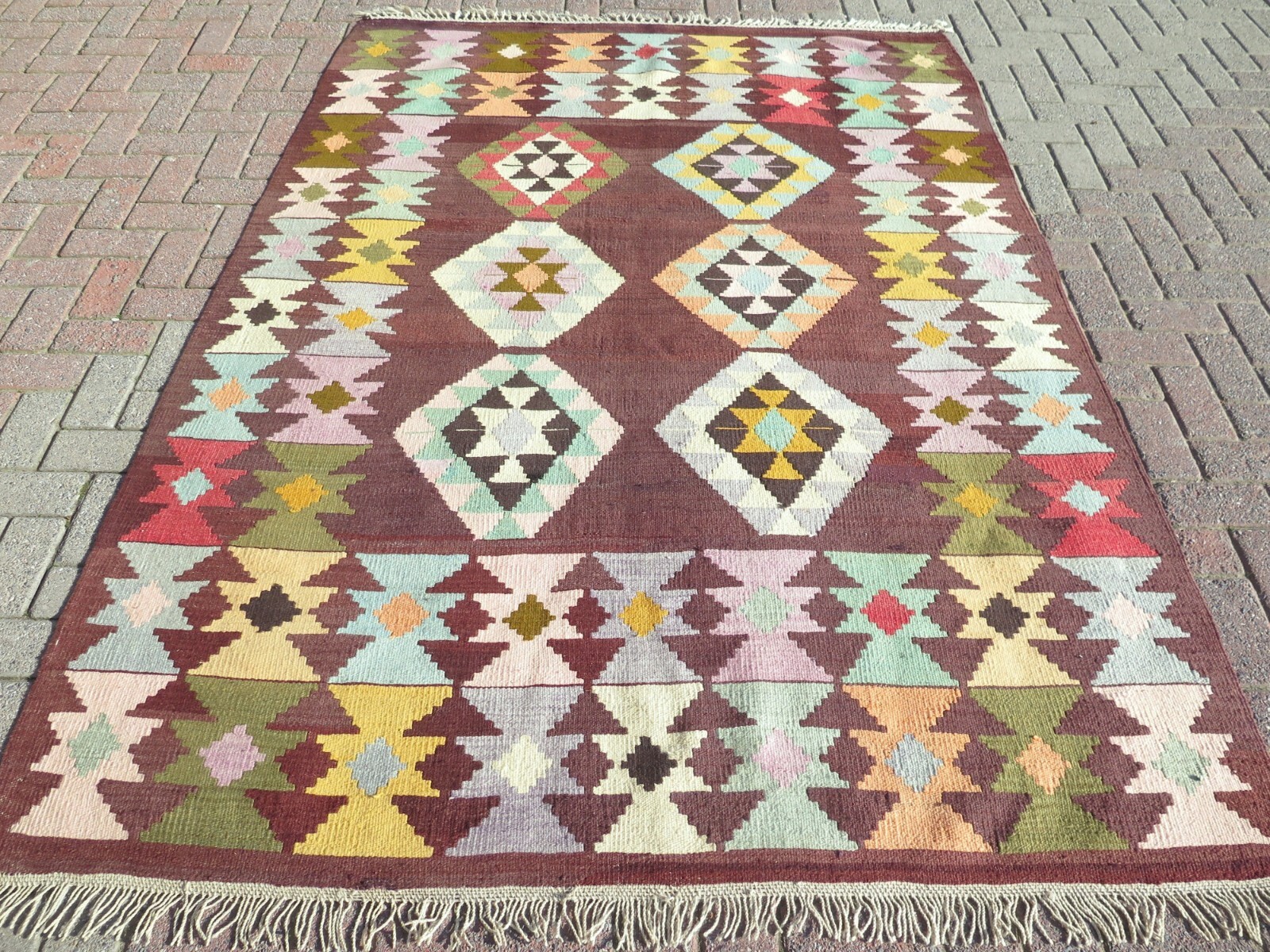 Antique Turkish Wool Rug, Afion Kilim, Area Rugs Kelim 68"X95" Floor Rug, Carpet gallery