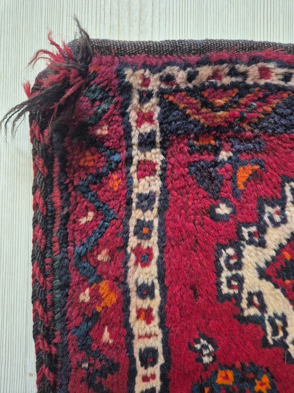Antique 100 Yo Handknotted East Anatolian Wool Tribal Rug Pillow Cover - 20x33" gallery