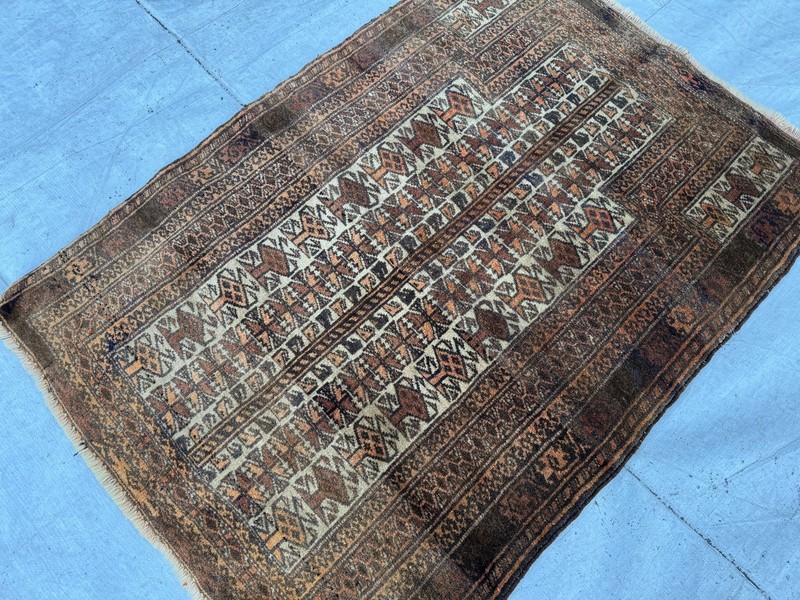 1920s Antique Afghan Baluchi Muted Rug 3x4 Beige Terracotta Oriental Area Carpet gallery