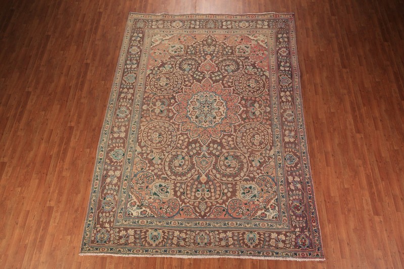 Vintage Living Room Area Rug 8x11 Brown Wool Handmade Traditional Classic Carpet gallery