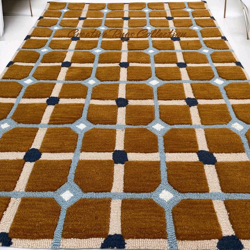 Hand Tufted Rug 5x8 8x10 9x12 Custom Rug Brown OchreFields Rug Area Rug 100%Wool gallery