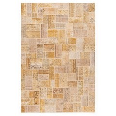 Patchwork Hand-Knotted Vintage Rug Carpet Yellow 306×208 cm Persisch