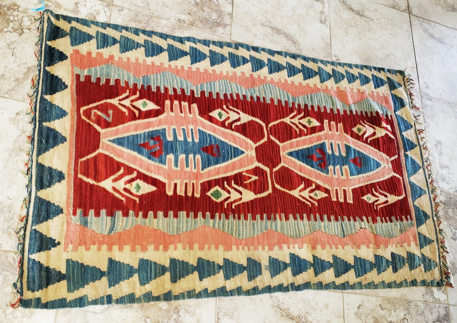 Antique KILIM Traditional Tribal Caucasian Hand Knotted LOTUS Wool 5'5" x 3'4" gallery